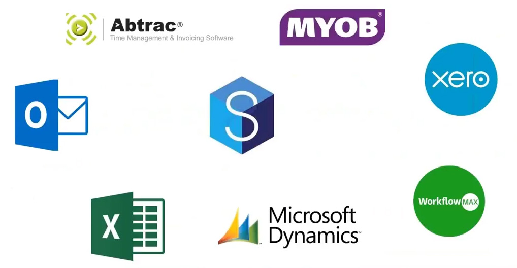 12d Synergy, Abtrac, MYOB, XERO, WorkflowMax, Microsoft Dynamics, Excel, Outlook