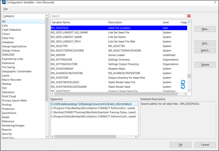 12d Synergy Updating Configuration Variables in MicroStation