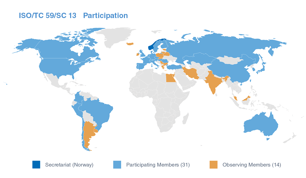 ISO 19650 TC59 SC13 Participation Map