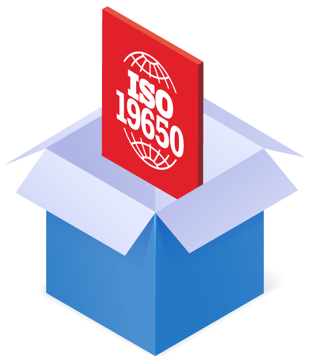 ISO 19650 document popping out of a gift box