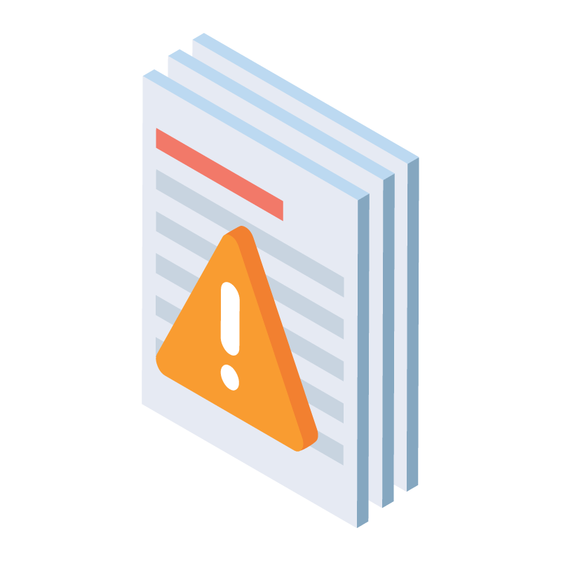 Documents with a warning symbol on the front