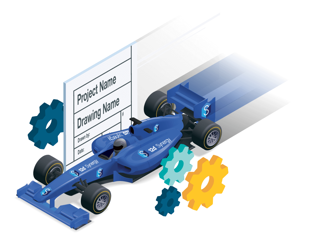 Formula 1 car and CAD Title Block icon