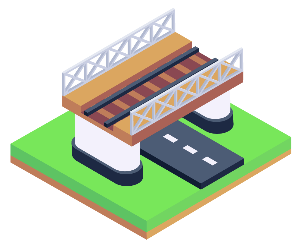 Railway bridge and road illustration